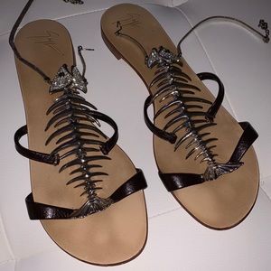 Giuseppe Zanotti sandals FishBone crystal leather